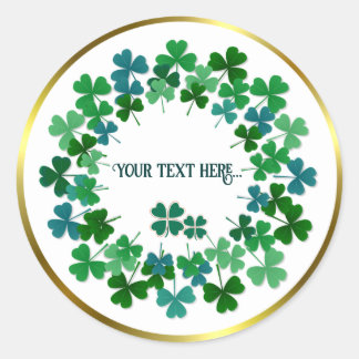 Shamrock Circle  Custom Text Classic Round Sticker ラウンドシール
