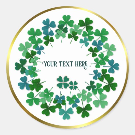 Shamrock Circle  Custom Text Classic Round Sticker ラウンドシール (正面)