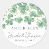 Shamrock Clover Lucky In Love Bridal Shower ラウンドシール (正面)