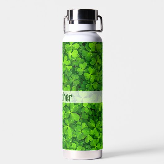 Shamrock Clovers名前の追加 ウォーターボトル (背面)