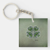 Shamrock Colover St.Patrick`s Day Green Leather キーホルダー (正面)