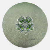 Shamrock Colover  St.Patrick`s Day Green Leather  ラウンドシール (正面)