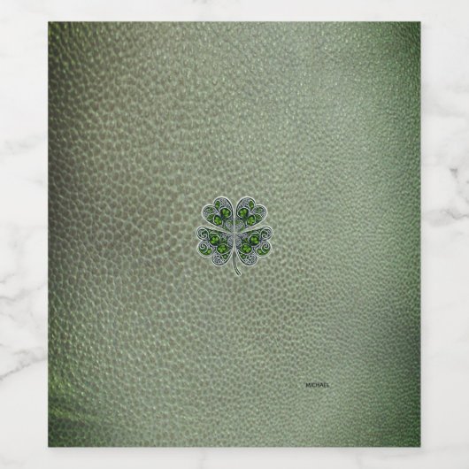 Shamrock Colover  St.Patrick`s Day Green Leather  ワインラベル (シングルラベル)