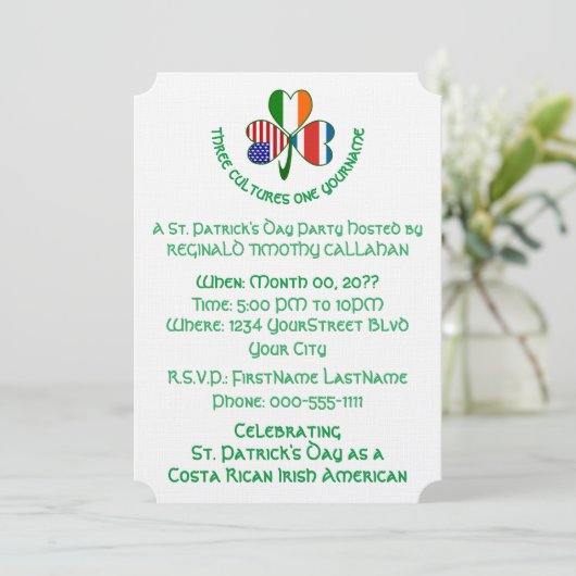 Shamrock Costa Rican Ireland USA Personalize Text 招待状 (スタンド正面)