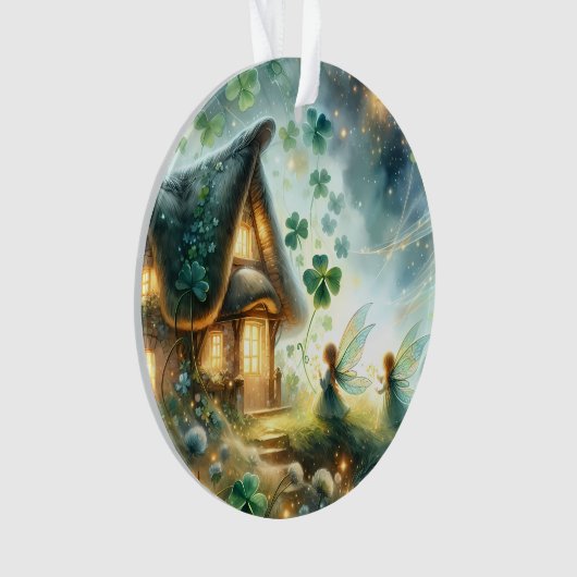 Shamrock Fairy Cottage Glow オーナメント (正面)