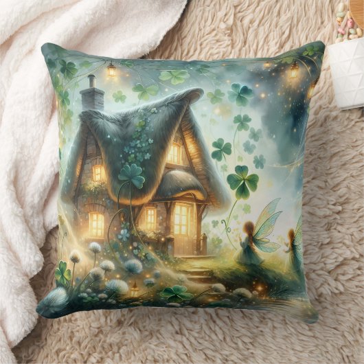 Shamrock Fairy Cottage Glow クッション (ブランケット)