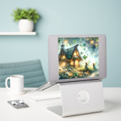 Shamrock Fairy Cottage Glow シール (デスク上のノートパソコン)