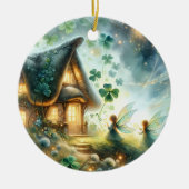 Shamrock Fairy Cottage Glow セラミックオーナメント (正面)