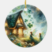 Shamrock Fairy Cottage Glow セラミックオーナメント (裏面)