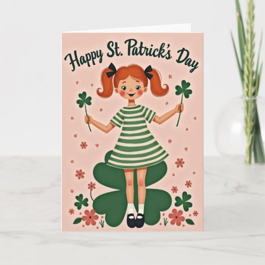 Shamrock Girl Glitter Texture Card カード (正面)