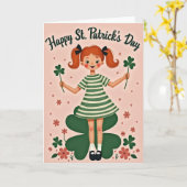 Shamrock Girl Glitter Texture Card カード (黄色い花)