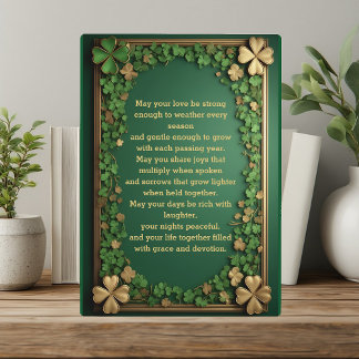 Shamrock Gold Irish Blessings for Wedding & Union フォトプラーク