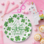 Shamrock Green Bow Lucky Charm 1st Birthday ペーパープレート (パーティー)