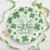 Shamrock Green Bow Lucky Charm 1st Birthday ペーパープレート