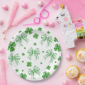 Shamrock Green Bow St. Patricks Day  ペーパープレート (パーティー)
