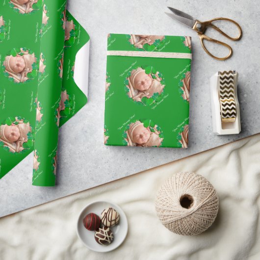 Shamrock Green Frame * Photo Wrapping Paper ラッピングペーパー (クラフト)