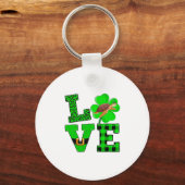 Shamrock Green Plaid Love Sea Turtle St Patrick'S キーホルダー (正面)