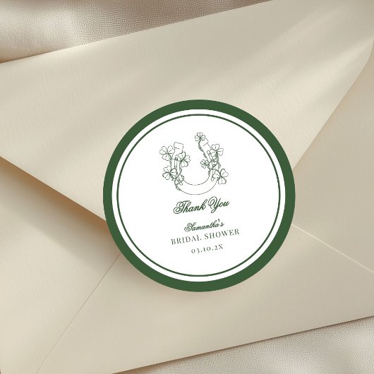 Shamrock Horseshoe Bridal Shower Thank You ラウンドシール