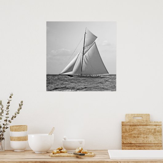 Shamrock II at Outer Mark 1901 BW ポスター (キッチン)