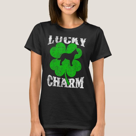 Shamrock Leaf Lucky Charm Blue Heeler Dog St Patri Tシャツ (正面)
