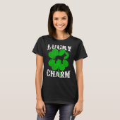 Shamrock Leaf Lucky Charm Blue Heeler Dog St Patri Tシャツ (正面フル)