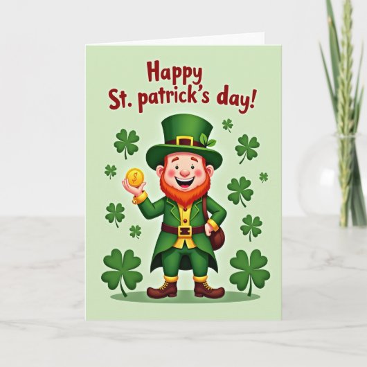 Shamrock Leprechaun Celebration Card カード (正面)