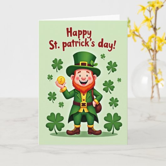 Shamrock Leprechaun Celebration Card カード (黄色い花)