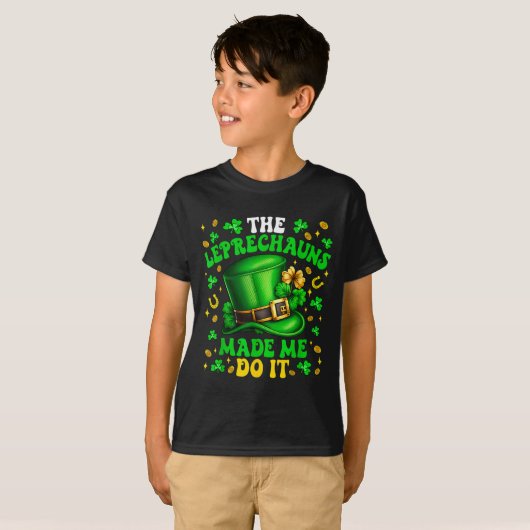 Shamrock Leprechauns Made Me Do It St Patrick's Da Tシャツ (正面フル)