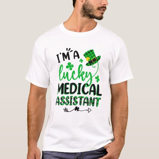 Shamrock Lucky Medical Assistant St Patricks Day Tシャツ (正面)