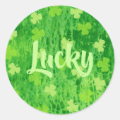 Shamrock - Lucky Round Pinback Button ラウンドシール (正面)