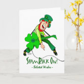 ShamRock On、Leprechaun、Belated St. Patrick's Day カード (黄色い花)