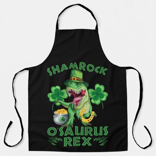 Shamrock O'saurus Rex | St. Patrick's Day エプロン (正面)