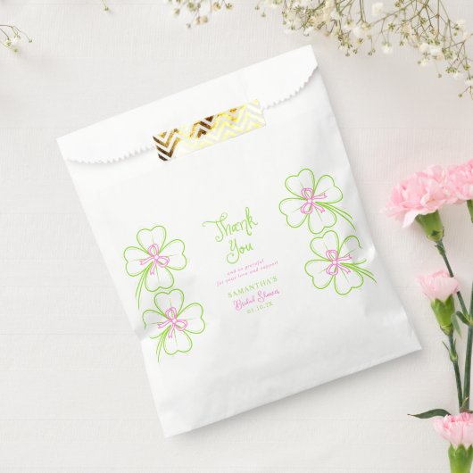 Shamrock Pink Green Bridal Shower Thank You フェイバーバッグ (封をした状態)