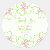 Shamrock Pink Green Bridal Shower Thank You ラウンドシール (正面)