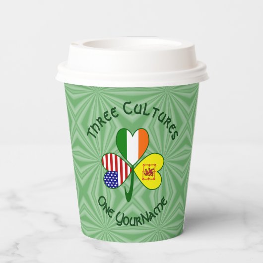 Shamrock Scot Lion Ireland USA Personalized Text 紙コップ (裏面)