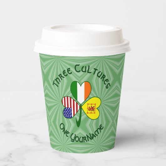 Shamrock Scot Lion Ireland USA Personalized Text 紙コップ (正面)