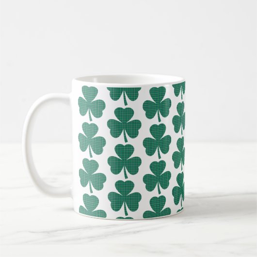 Shamrock Shape Plaid Classic Green コーヒーマグカップ (左)