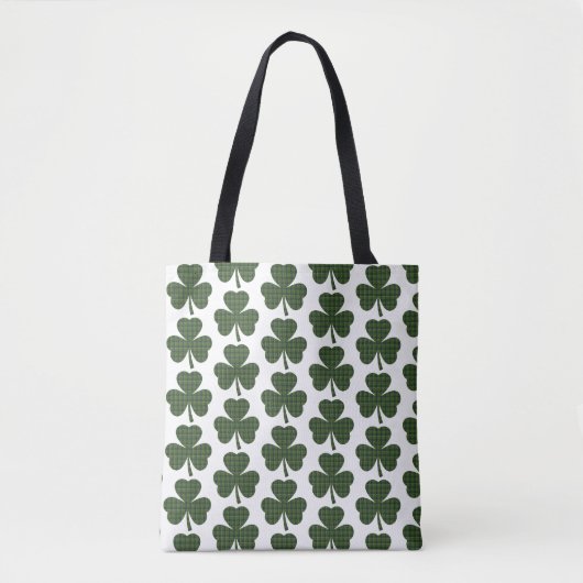 Shamrock Shape Plaid Dark Green トートバッグ (正面)