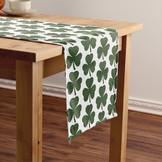 Shamrock Shape Plaid Dark Green Table Runner ショートテーブルランナー (インサイチュ)