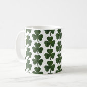 Shamrock Shape Plaid Green Evergreen コーヒーマグカップ (正面左)