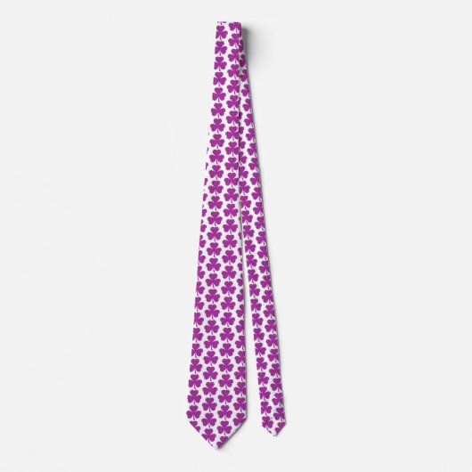 Shamrock Shape Plaid Pink Purple Neck Tie ネクタイ (正面)