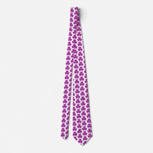 Shamrock Shape Plaid Pink Purple Neck Tie ネクタイ (裏面)