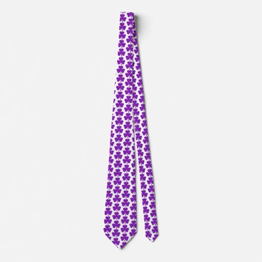 Shamrock Shape Plaid Purple Neck Tie ネクタイ (正面)