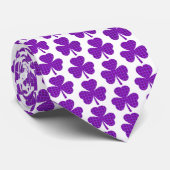 Shamrock Shape Plaid Purple Neck Tie ネクタイ (ロール)