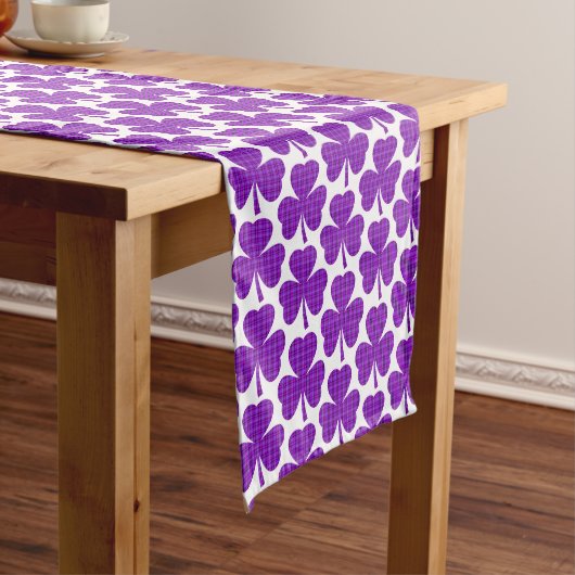 Shamrock Shape Plaid Purple Table Runner ショートテーブルランナー (インサイチュ)