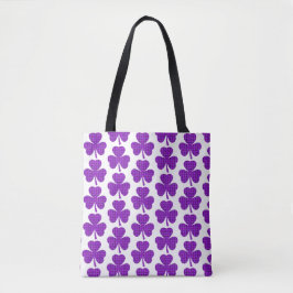 Shamrock Shape Plaid Purple Tote Bag トートバッグ