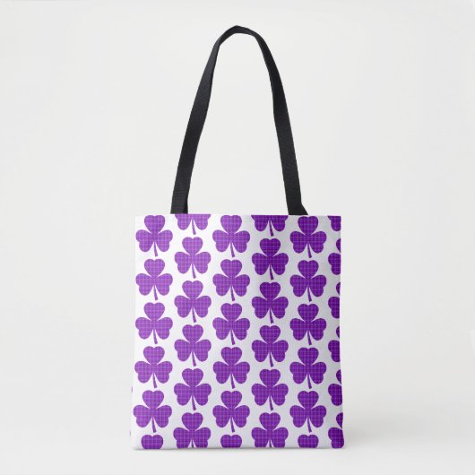 Shamrock Shape Plaid Purple Tote Bag トートバッグ (正面)