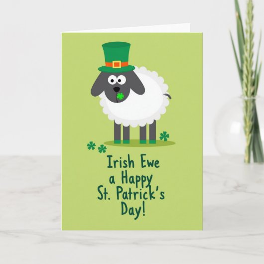 Shamrock Sheep Holiday Card カード (正面)