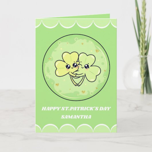 Shamrock Snuggles St. Patrick’s Day Card カード (正面)