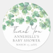 Shamrock St. Patrick's Day Baby Shower ラウンドシール (正面)